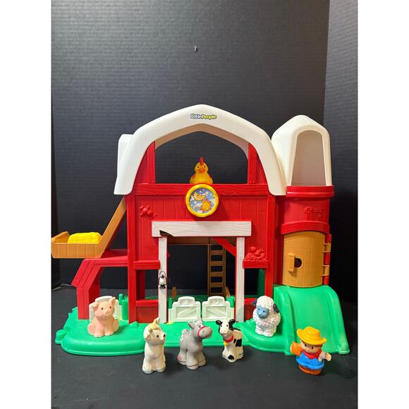 Fisher Price Little People Animal Sounds Farm 5 animals farmer hay sounds set 2 - Picture 1 of 9